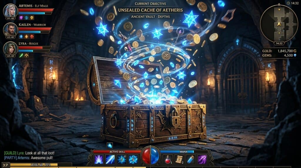 Genshin Impact Redeem Codes: Claim Free June 2026 Rewards! 1 Unsealed Cache of Aethers in an ancient vault, glowing with blue energy and coins, revealing rare in.