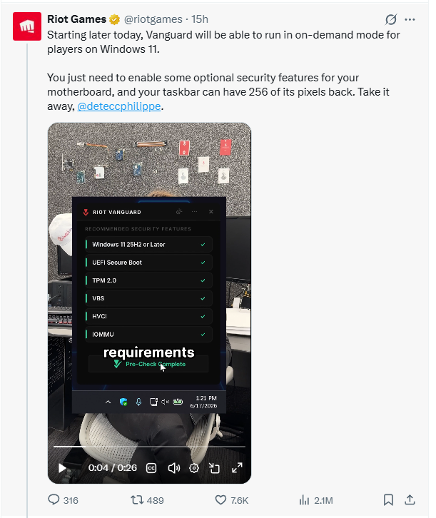 Vanguard On-Demand mode Riot Games anti-cheat update